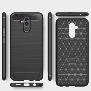 Juodas silikoninis carbon dėklas (Huawei MATE 20 LITE)